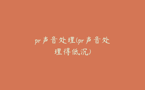 pr声音处理(pr声音处理得低沉)