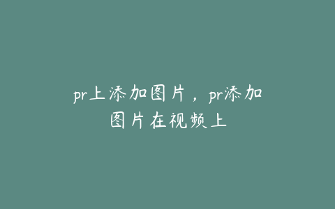pr上添加图片,pr添加图片在视频上