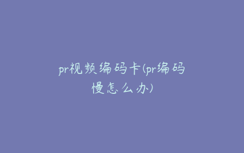 pr视频编码卡(pr编码慢怎么办)