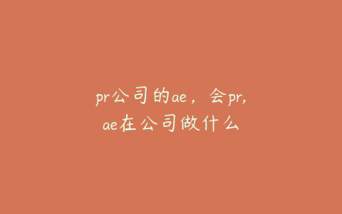 pr公司的ae,会pr,ae在公司做什么