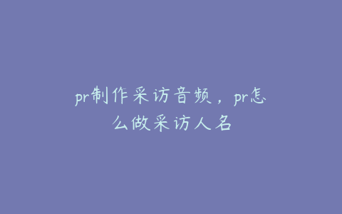 pr制作采访音频,pr怎么做采访人名