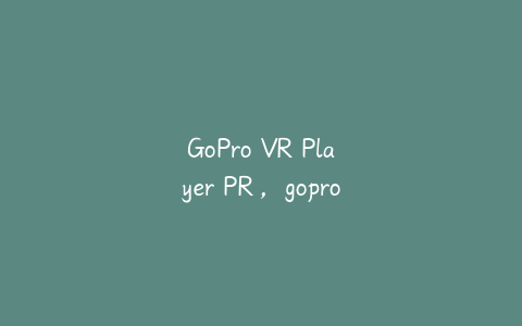 GoPro VR Player PR,gopro vr player pr