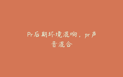 Pr后期环境混响,pr声音混合