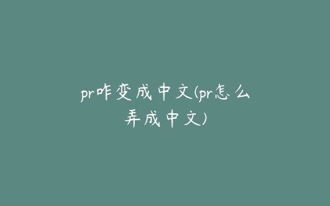 pr咋变成中文(pr怎么弄成中文)