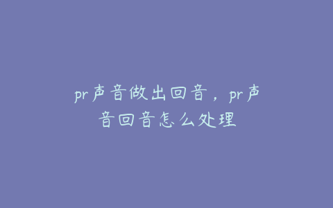 pr声音做出回音,pr声音回音怎么处理