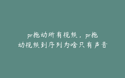 pr拖动所有视频，pr拖动视频到序列为啥只有声音