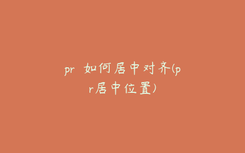 pr 如何居中对齐(pr居中位置)