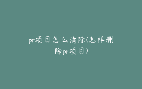 pr项目怎么清除(怎样删除pr项目)