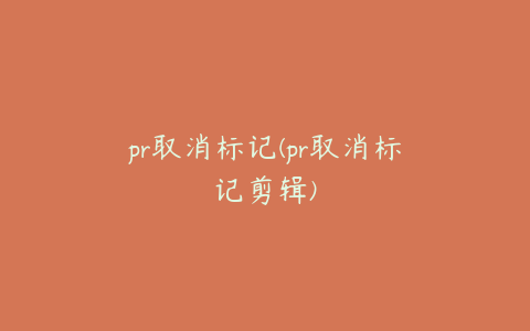 pr取消标记(pr取消标记剪辑)
