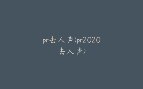 pr去人声(pr2020去人声)