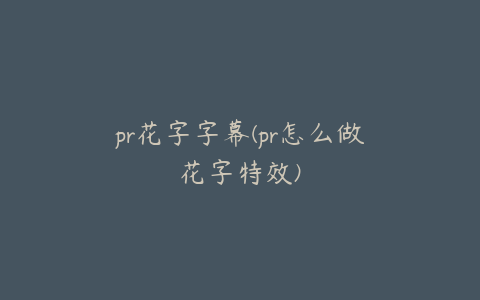 pr花字字幕(pr怎么做花字特效)