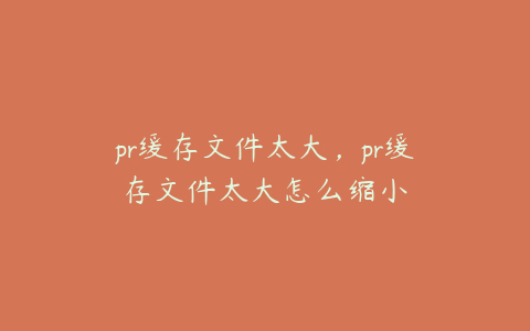 pr缓存文件太大,pr缓存文件太大怎么缩小