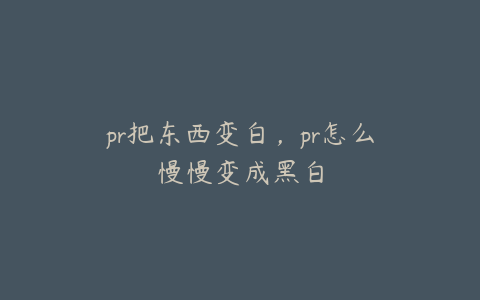 pr把东西变白,pr怎么慢慢变成黑白