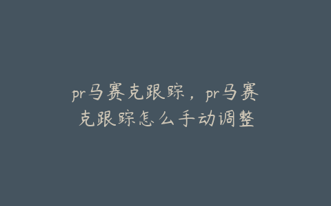 pr马赛克跟踪,pr马赛克跟踪怎么手动调整