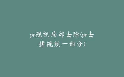 pr视频局部去除(pr去掉视频一部分)