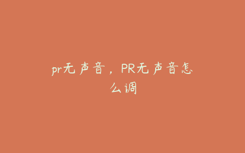 pr无声音,PR无声音怎么调