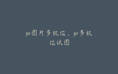 pr图片多机位,pr多机位试图