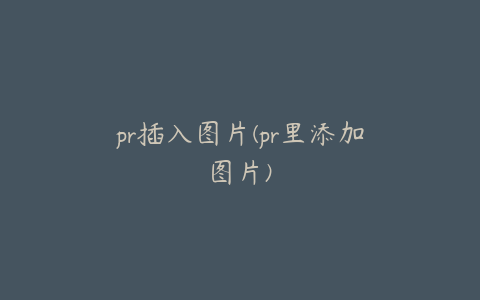 pr插入图片(pr里添加图片)