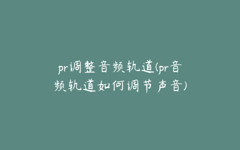 pr调整音频轨道(pr音频轨道如何调节声音)