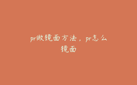 pr做镜面方法,pr怎么镜面