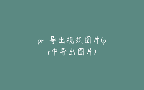 pr 导出视频图片(pr中导出图片)