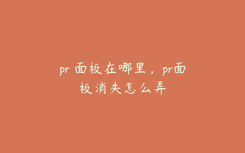 pr 面板在哪里,pr面板消失怎么弄