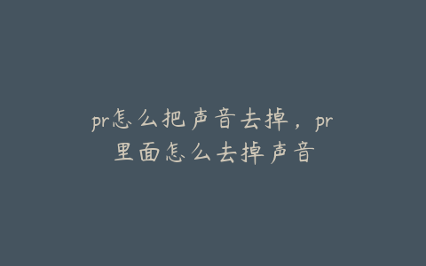 pr怎么把声音去掉,pr里面怎么去掉声音