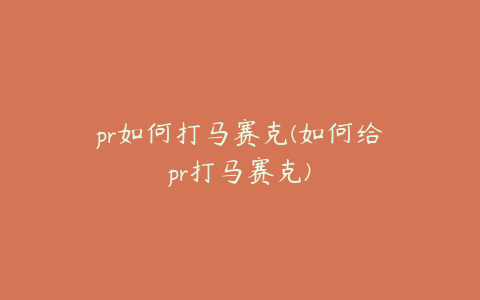 pr如何打马赛克(如何给pr打马赛克)