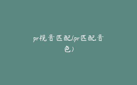 pr视音匹配(pr匹配音色)
