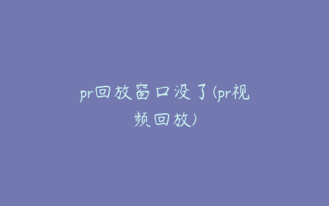 pr回放窗口没了(pr视频回放)