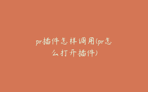 pr插件怎样调用(pr怎么打开插件)