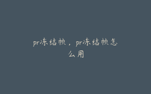 pr冻结帧,pr冻结帧怎么用