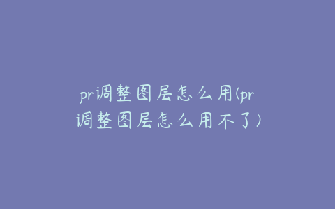 pr调整图层怎么用(pr调整图层怎么用不了)