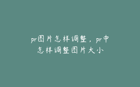 pr图片怎样调整,pr中怎样调整图片大小