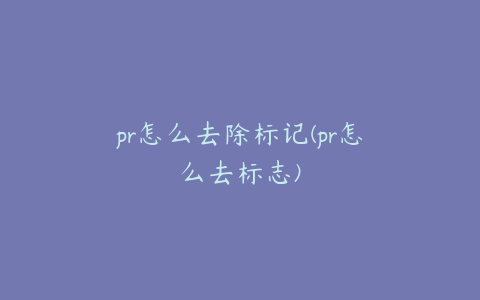 pr怎么去除标记(pr怎么去标志)