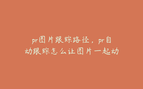 pr图片跟踪路径,pr自动跟踪怎么让图片一起动
