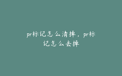 pr标记怎么清掉,pr标记怎么去掉