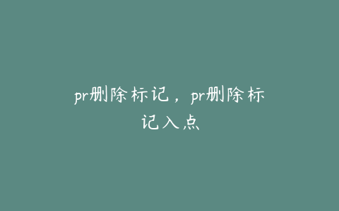 pr删除标记,pr删除标记入点