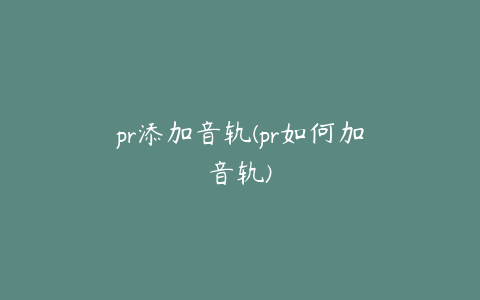pr添加音轨(pr如何加音轨)
