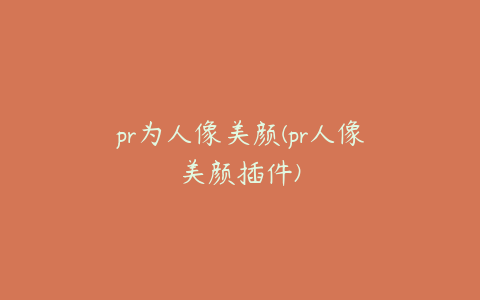 pr为人像美颜(pr人像美颜插件)