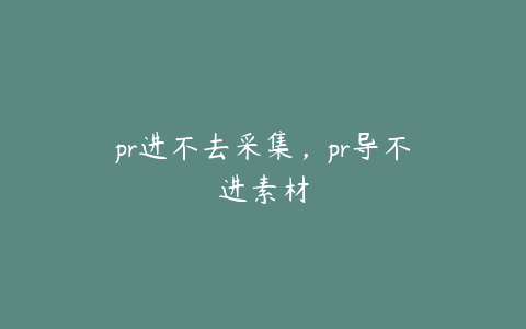 pr进不去采集,pr导不进素材
