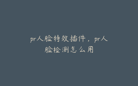 pr人脸特效插件,pr人脸检测怎么用