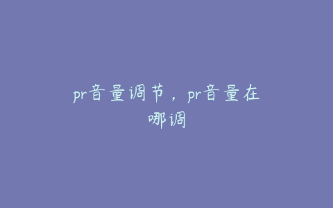 pr音量调节,pr音量在哪调