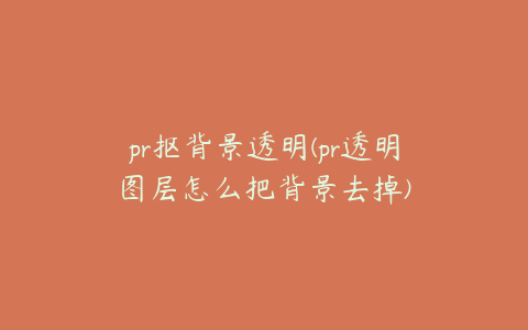 pr抠背景透明(pr透明图层怎么把背景去掉)