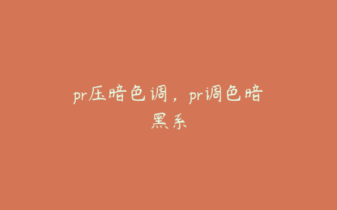pr压暗色调,pr调色暗黑系