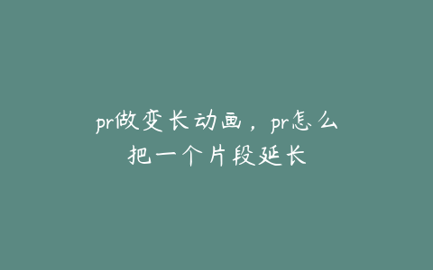 pr做变长动画,pr怎么把一个片段延长