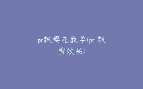 pr飘樱花教学(pr 飘雪效果)