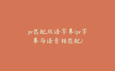 pr匹配双语字幕(pr字幕与语音相匹配)