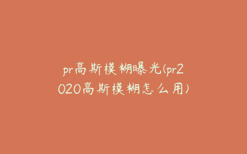 pr高斯模糊曝光(pr2020高斯模糊怎么用)