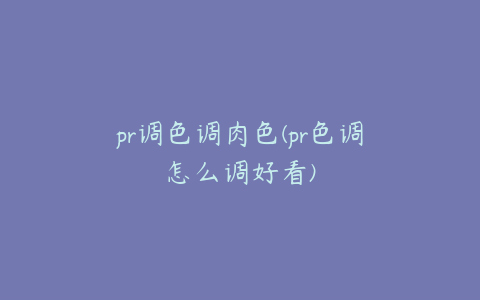 pr调色调肉色(pr色调怎么调好看)